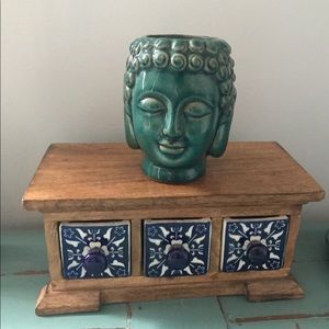 Ceramic Teal Buddha Head